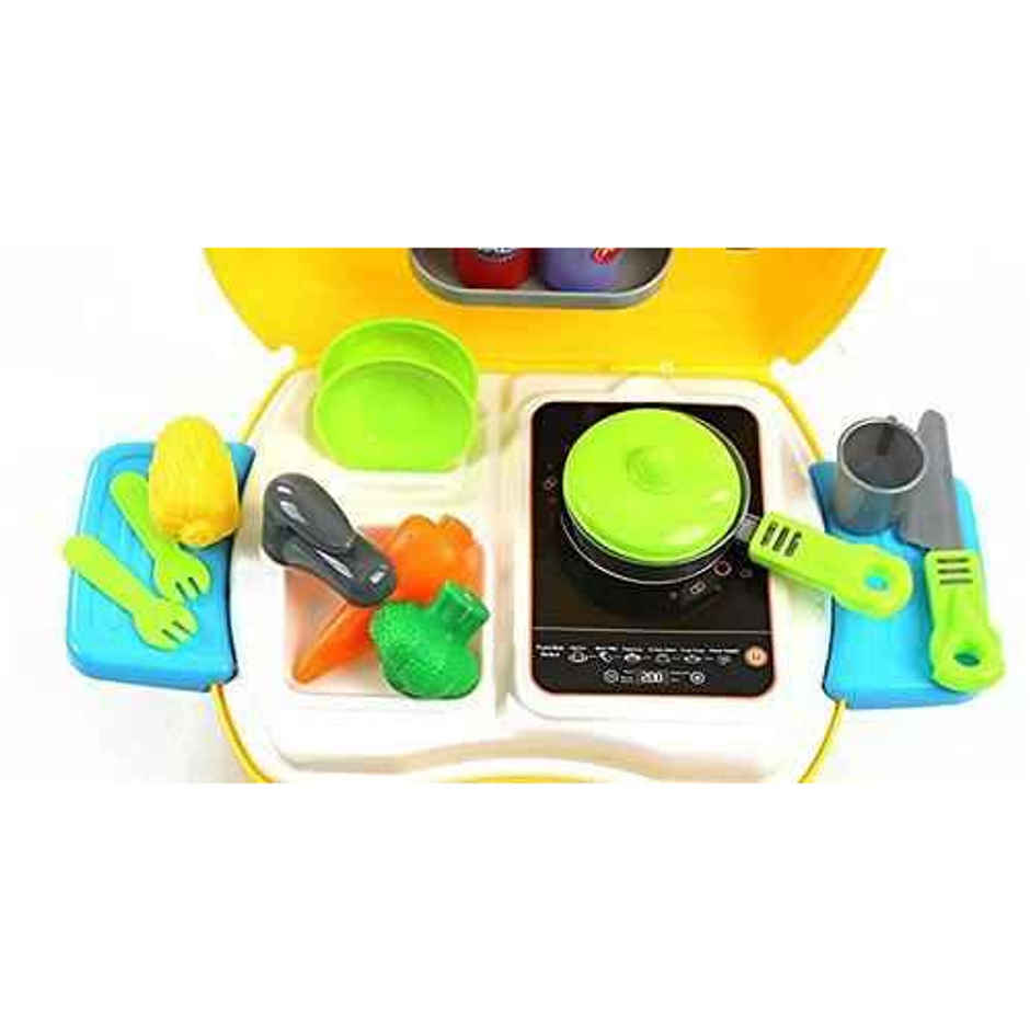 Toyshine Kitchen Set Cooking Toy Play Set in Briefcase For Kids | 26 Pcs | 4+ years | Yellow
