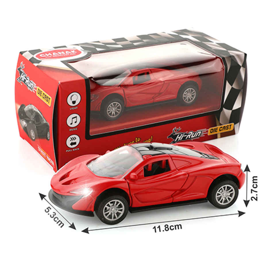 Aditi Toys Die-Cast Car with Sound, Lights, Open & Close Doors, Pull Back Action - Age 3+ |Red