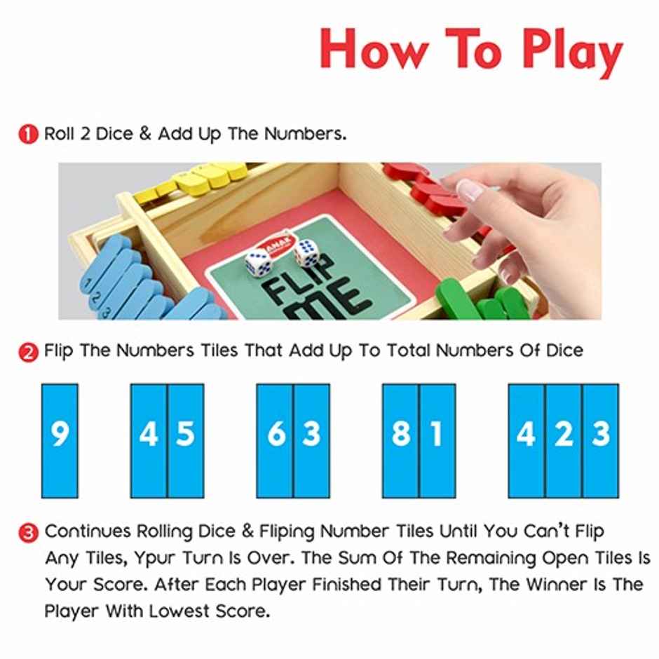 Aditi Toys Tabletop Shut The Box - Fun Wooden Dice Game for Kids 5+ to Improve Math & Motor Skills