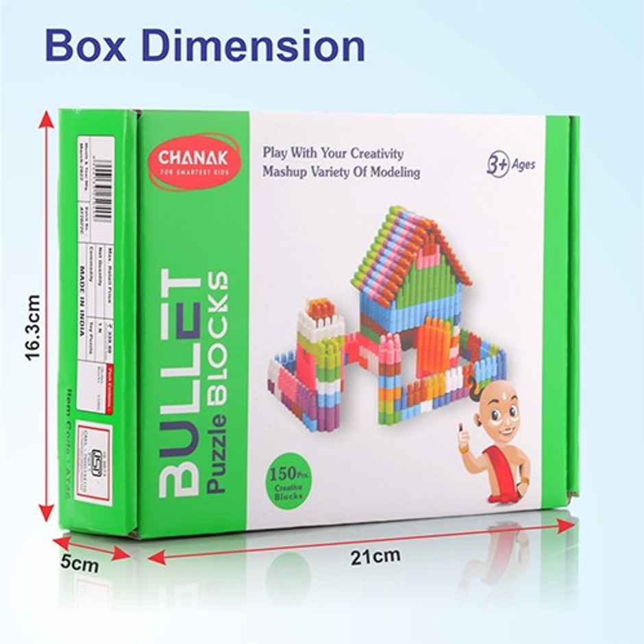 Aditi Toys Bullet Puzzle Blocks - 150 DIY Educational Building Blocks for Kids 3+, BIS Approved