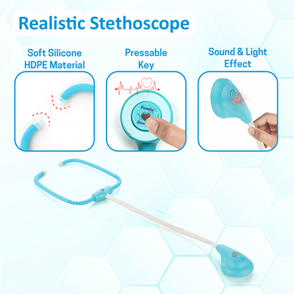 Aditi Toys Transparent Doctor Set Briefcase - 9-Piece LED Pretend Play Medical Kit for Kids 3+