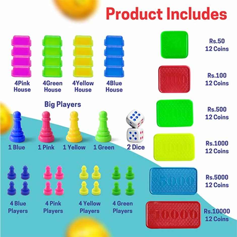 Aditi Toys Business Game 5-in-1 Board Game - Ludo, Snake & Ladder, Cricket for Kids & Adult| 6+ Year