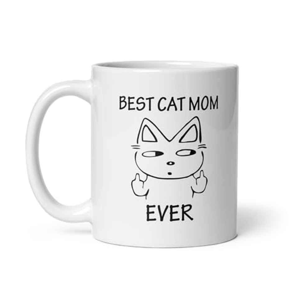 Kooltech Best Cat Mom Ever Printed White Coffee And Tea Ceramic Mug - 11Oz/325 ml