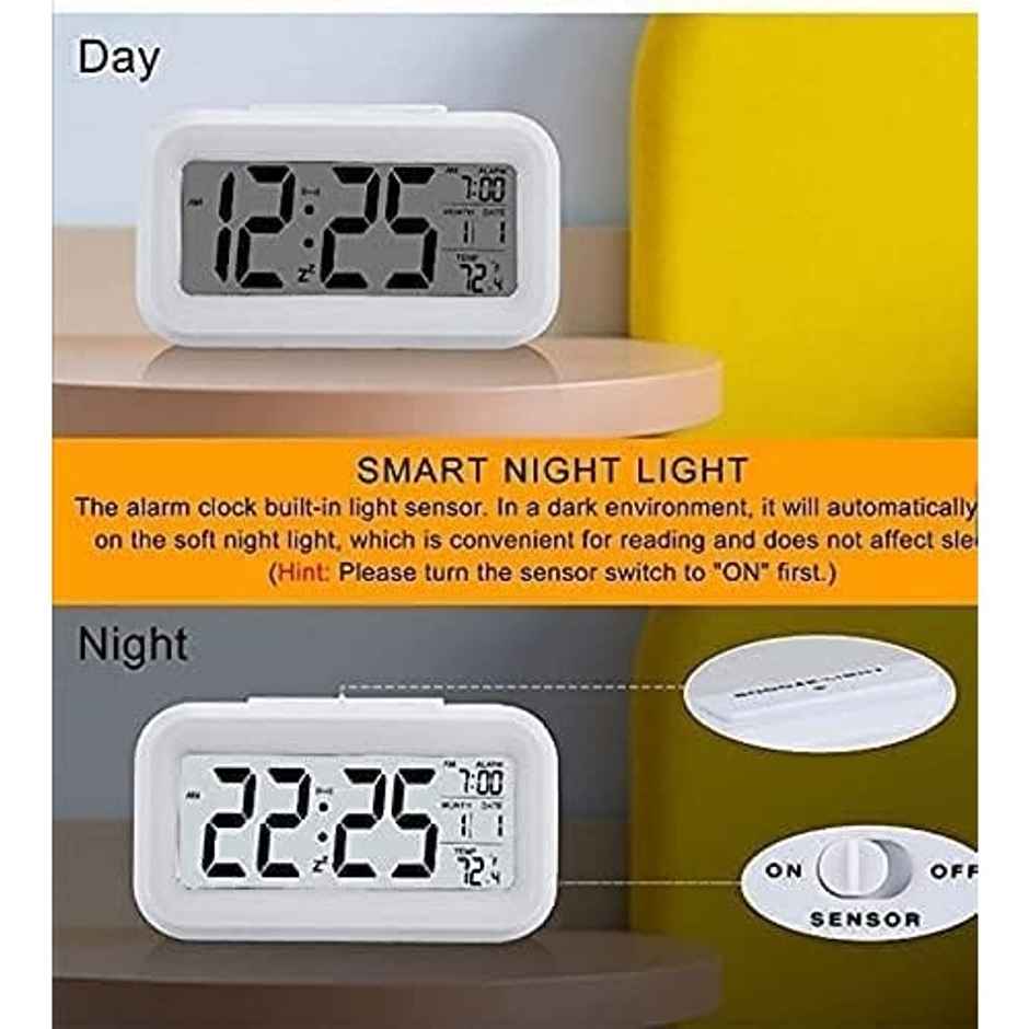 Perpetual Automatic Sensor, Time, Date & Temperature Clock | White | 9 x 5 cm