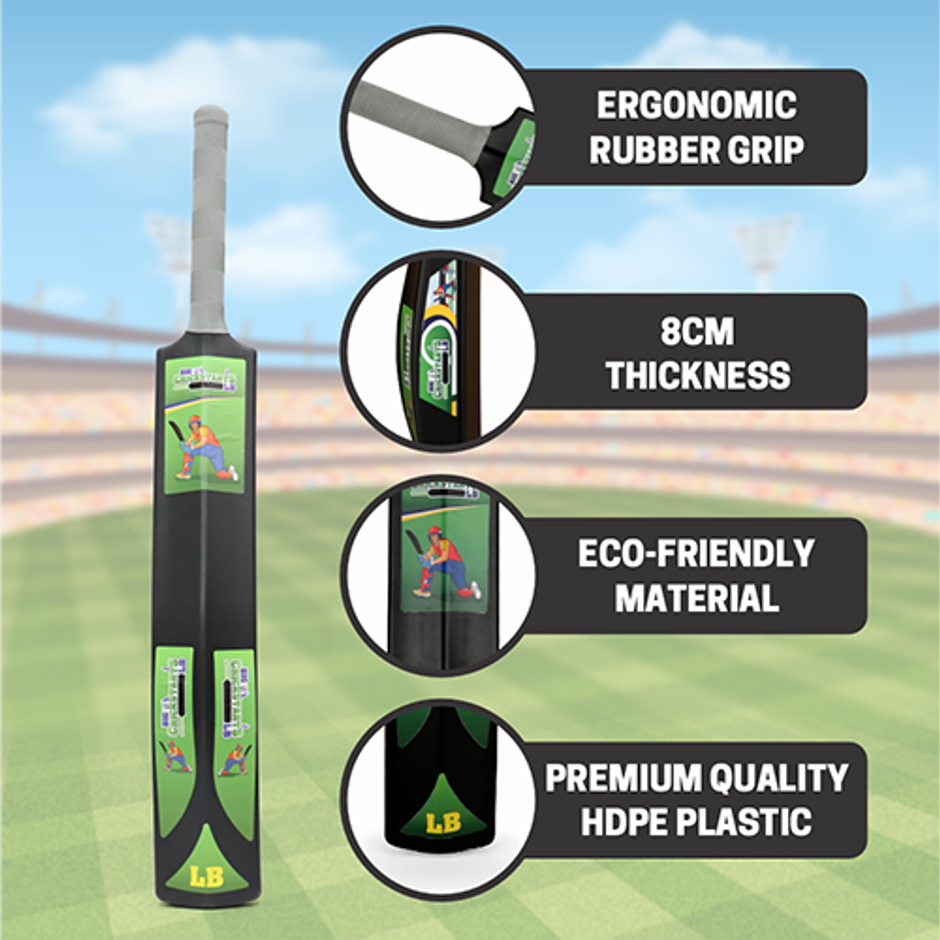 Aditi Toys Big Turf Cricket Bat for Kids & Adults 15+ - Indoor/Outdoor | Black - 34.5 in
