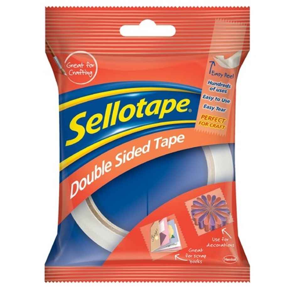 Sellotape Double Sided Tape | Mounting Tape With Easy Peel & Solid Grip| Clear | 12mm x 33mm