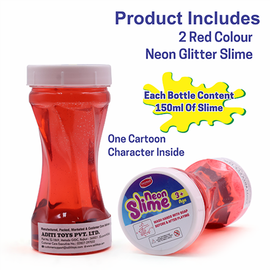 Aditi Toys Glitter Scented Slime Kit, Soft, Non-Sticky, Non-Toxic, Age 5+ | Red