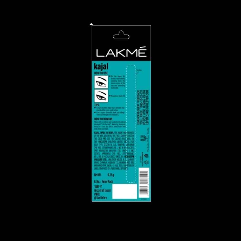 Lakme 9 to 5 Eyeconic Kajal, Smudgeproof, Waterproof, lasts upto 24 Hrs, Black