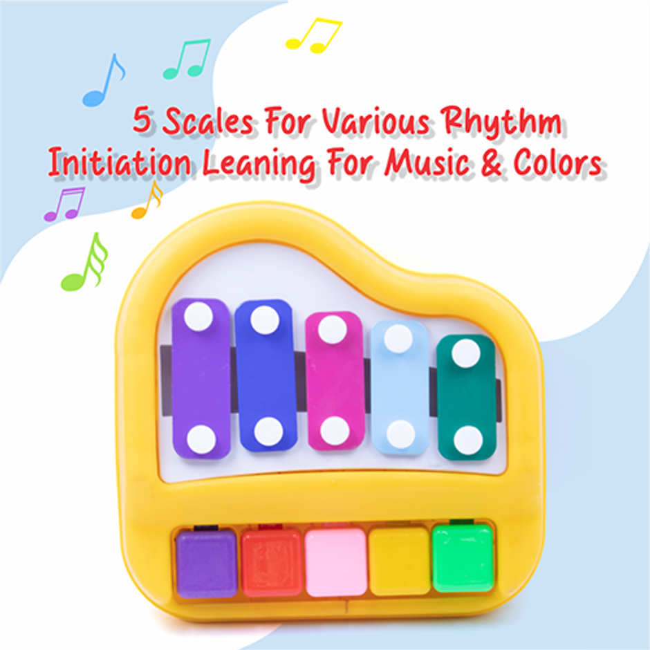 Aditi Toys Plastic Musical Piano Xylophone for Kids, Non-Toxic Suitable for Above 3 Years | Yellow