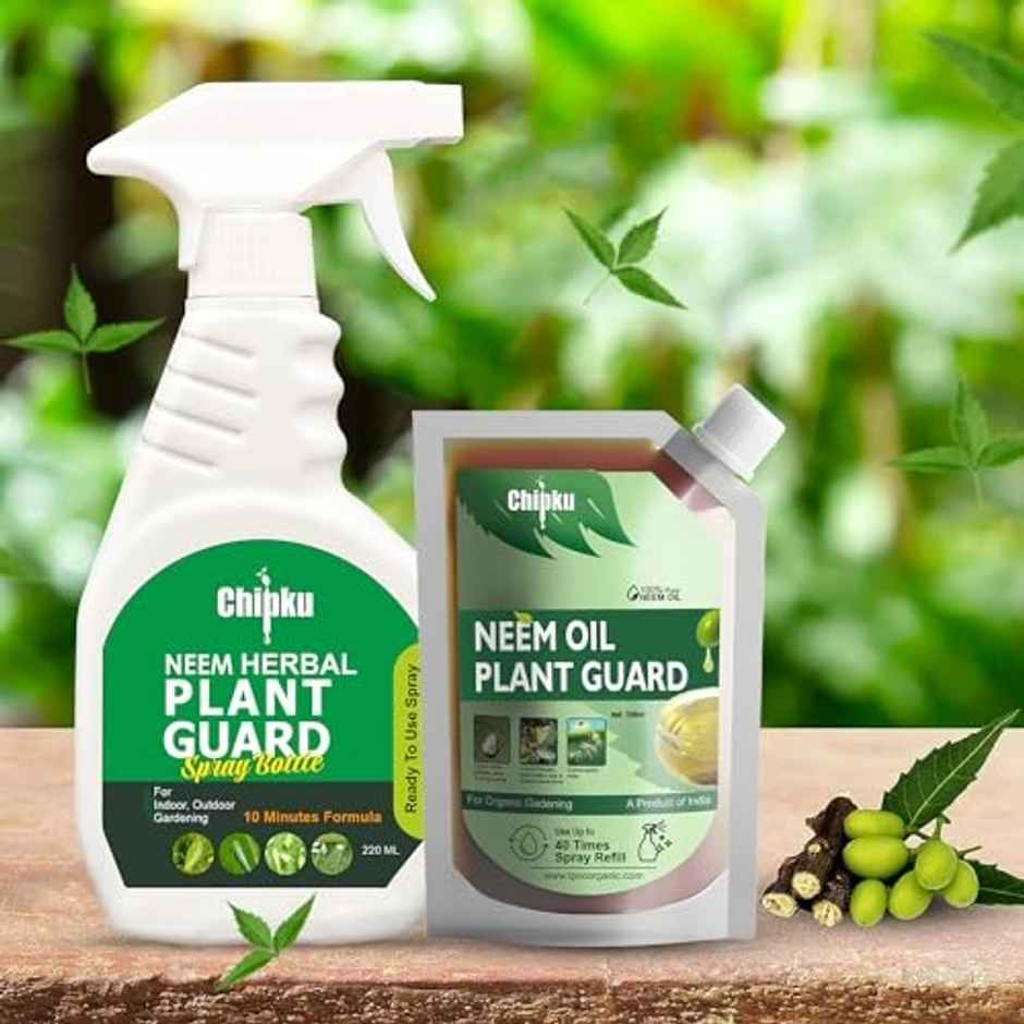 Chipku Pure Cold Pressed Water Soluble Neem Oil 200Ml With Empty Spray Bottle