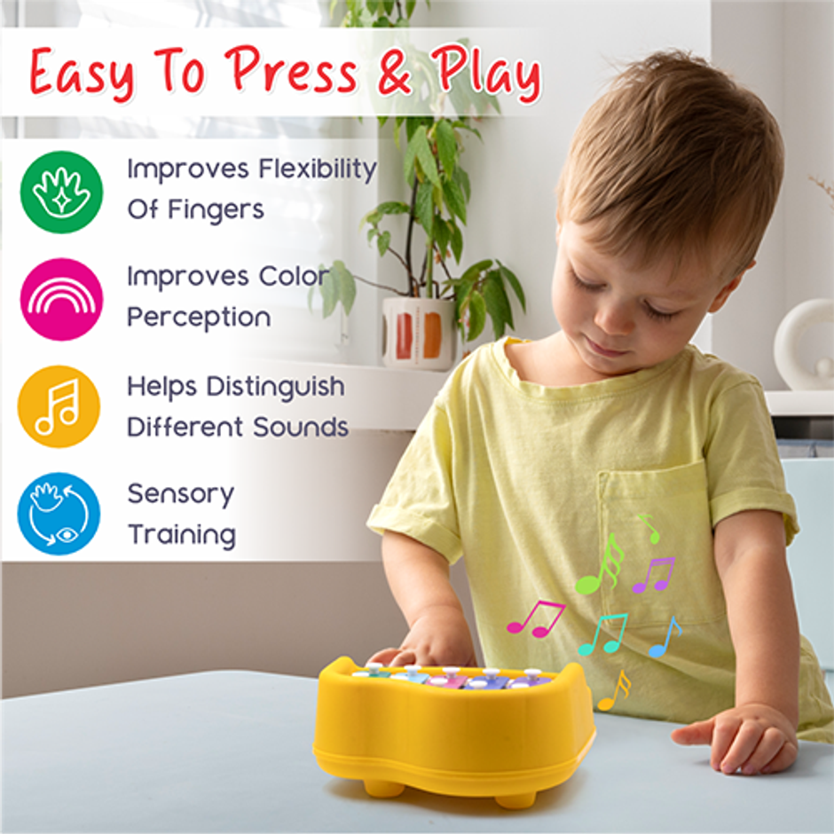 Aditi Toys Plastic Musical Piano Xylophone for Kids, Non-Toxic Suitable for Above 3 Years | Yellow