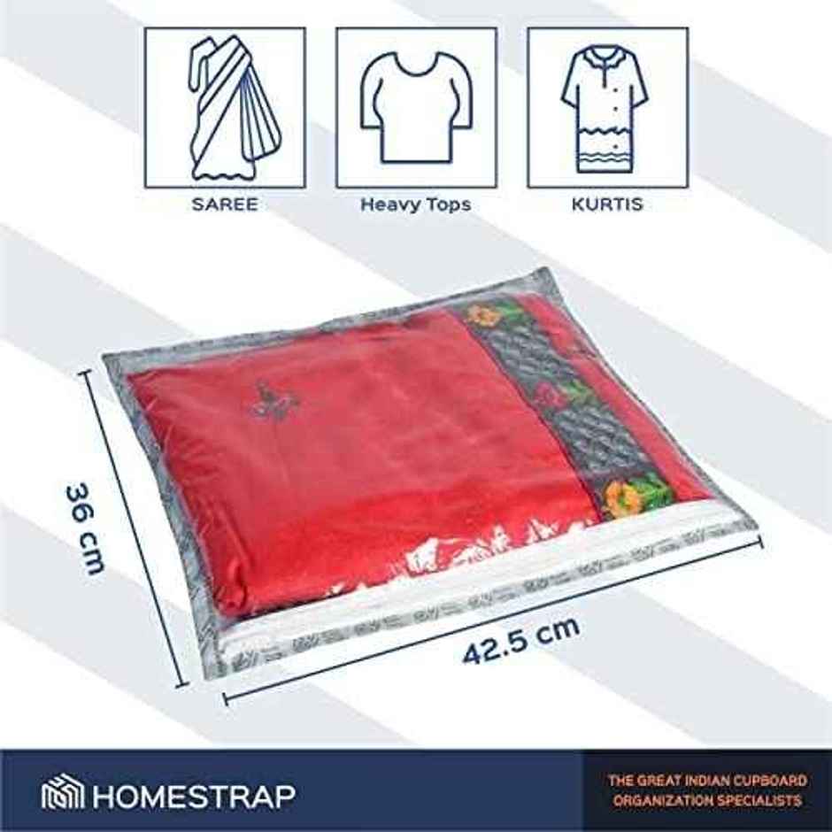 Homestrap Transparent Single Saree Cover | Pack of 5
