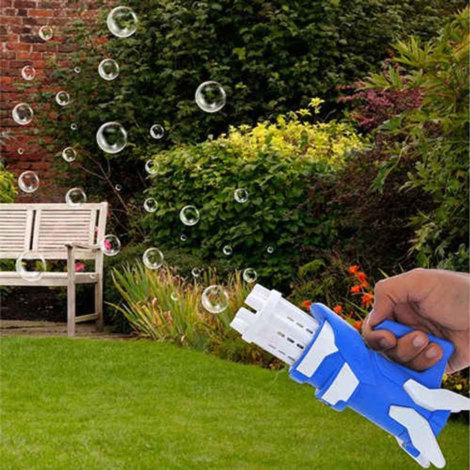 Aditi Toys 8-Hole Gatling Bubble Gun with Solution - Safe for Kids, Indoor/Outdoor 3+ |Dark Blue