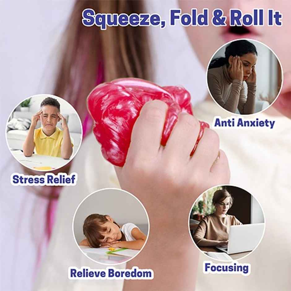 Aditi Toys Glitter Scented Slime Kit, Soft, Non-Sticky, Non-Toxic, Age 5+ | Red