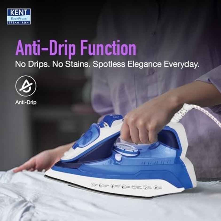 Kent Steam Iron | Luxe 2200W | Powerful Steam Output Upto 25 G/Min| Blue