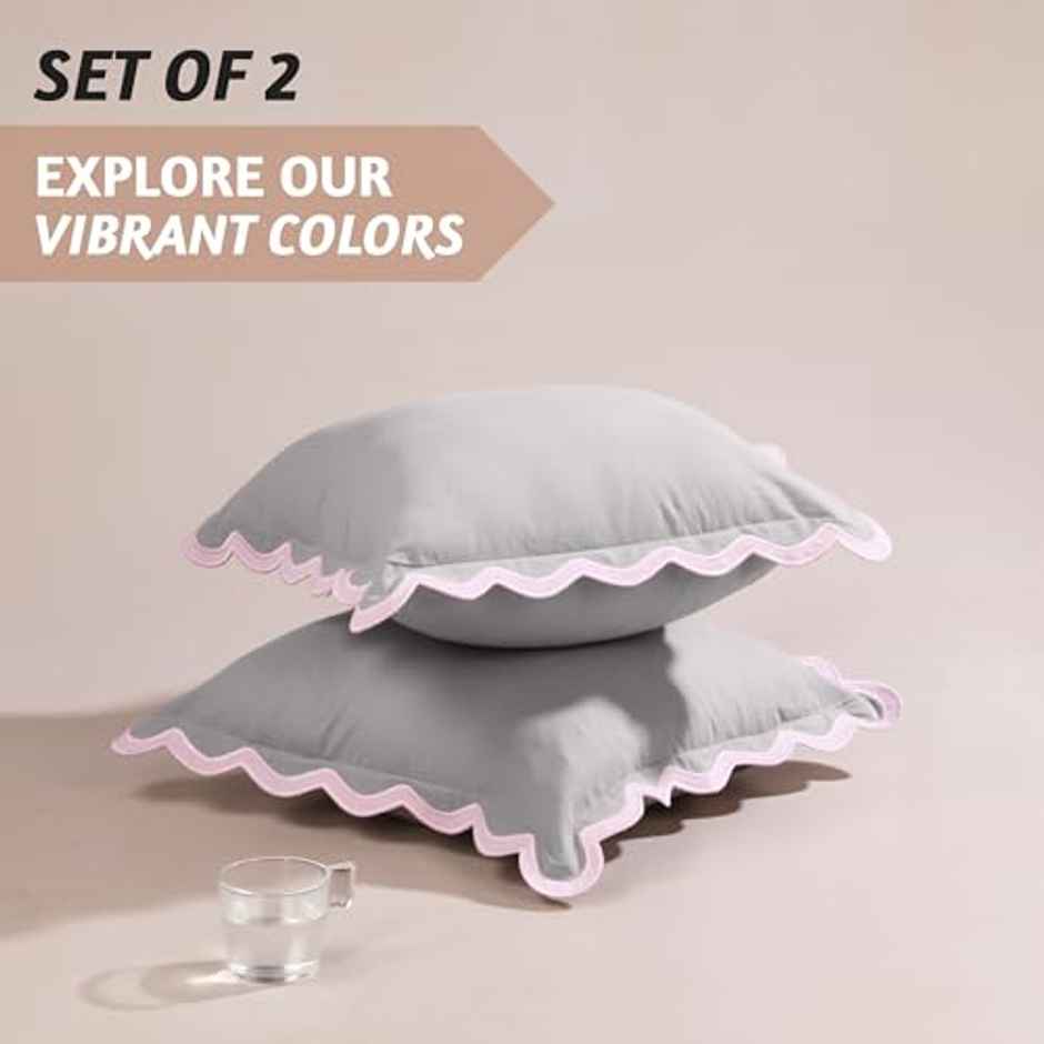 Folkulture Cotton Cushion Covers, Set of 2, 18 x 18 inch, Lilac Mist