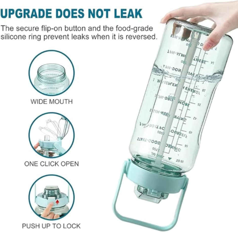 ReeQ Premium Motivational Time Mark Water Bottle | Light Green