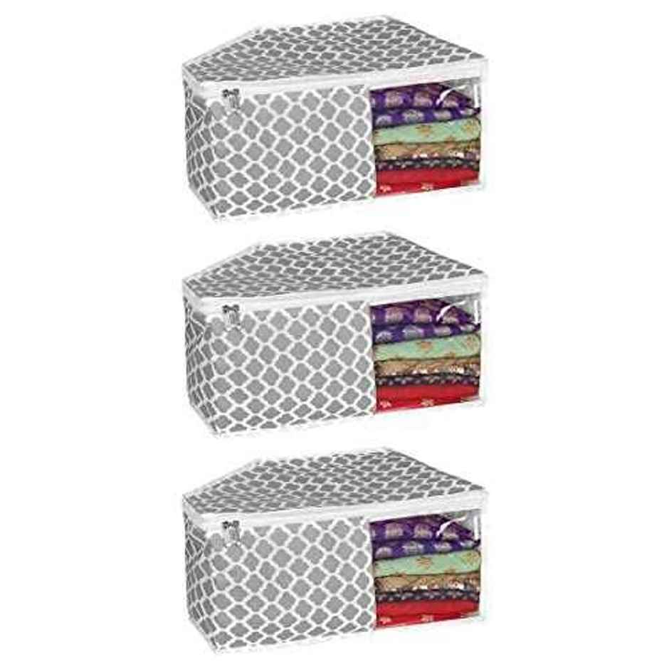 PrettyKrafts Blouse Cover Organizer | Cloth Storage Bags with Clear Window - Grey