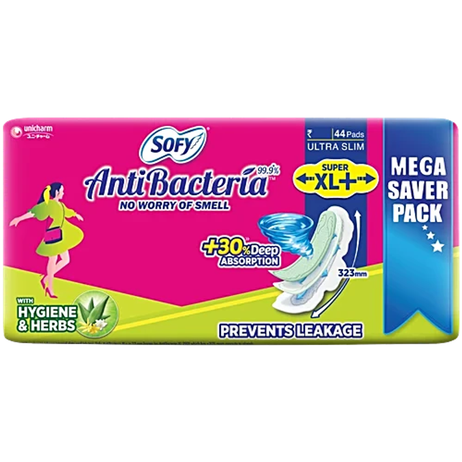 Sofy AntiBacteria XL+ Sanitary Pads |6 Layer Deep Absorption | 323mm