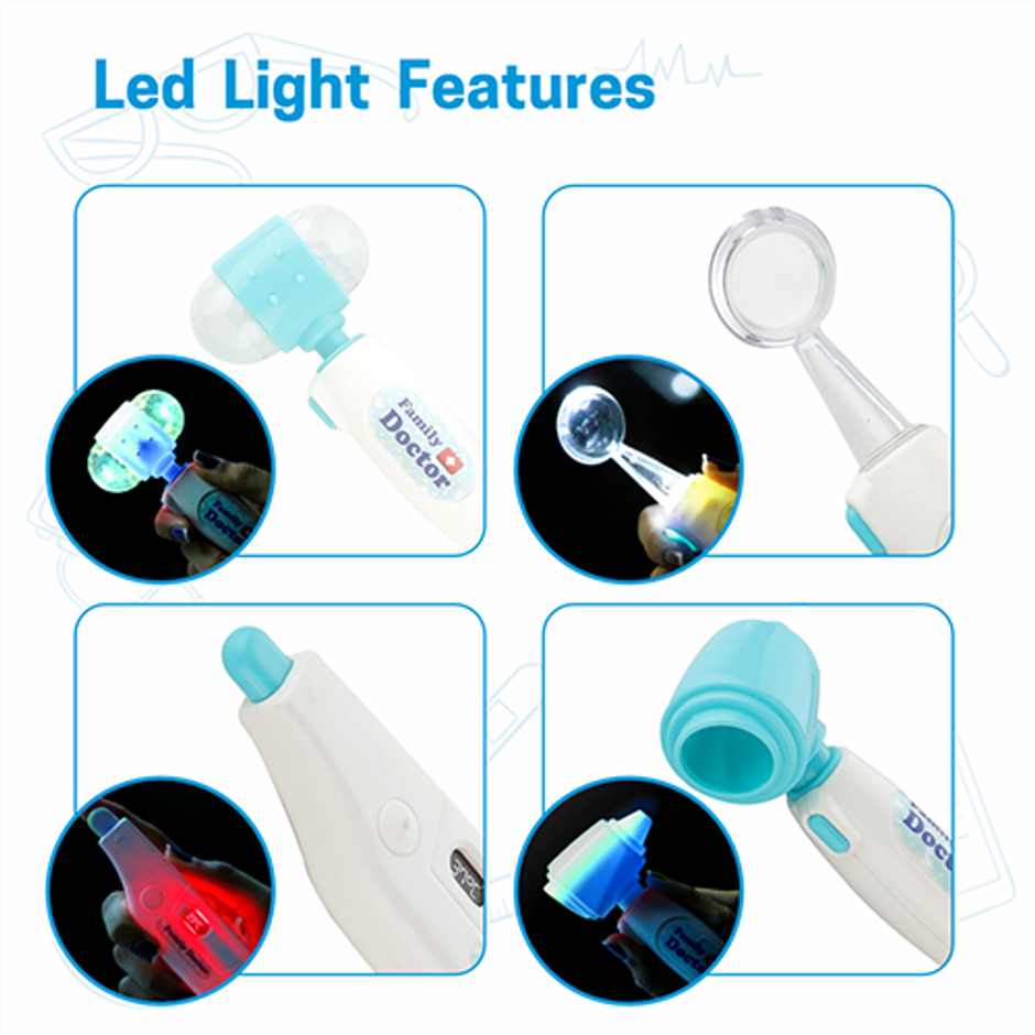 Aditi Toys Pretend Play Doctor Set with Trolley & LED Tools with 13 Piece Doctor Kit - Age 3+ |Blue