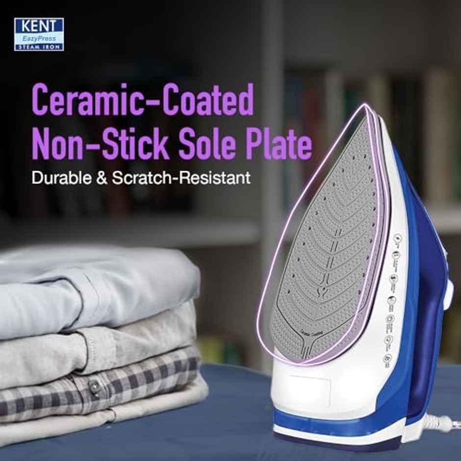 Kent Steam Iron | Luxe 2200W | Powerful Steam Output Upto 25 G/Min| Blue