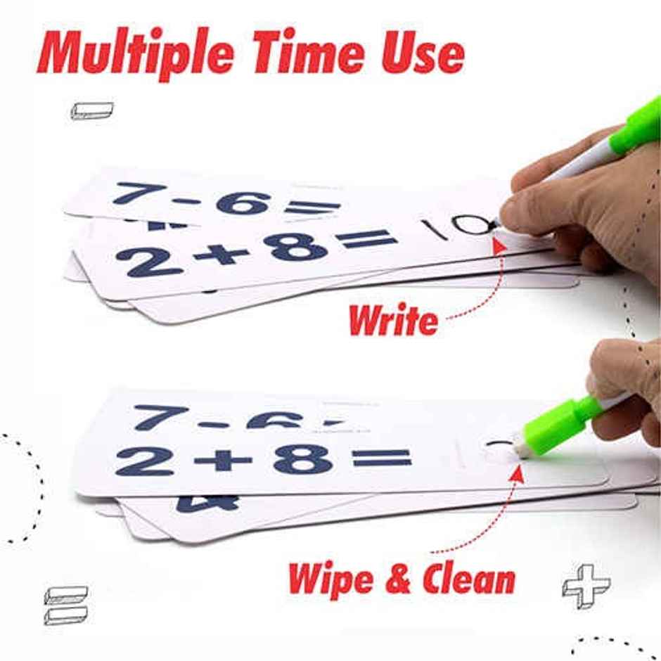 Aditi Toys Math Genius - Wooden Numbers & Wipe-Clean Cards, Educational Math Kit for Kids 3+
