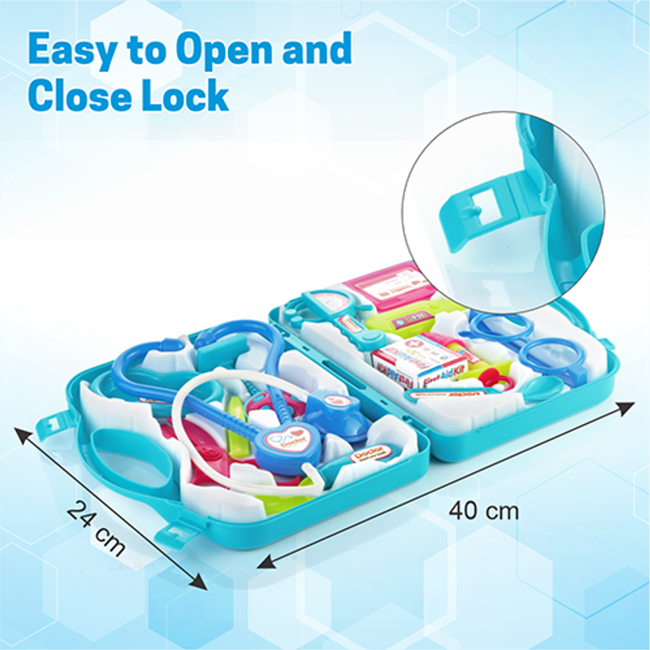 Aditi Toys Doctor Playset - Pretend Play Kit with Foldable Suitcase | For Kids 3+ | Blue