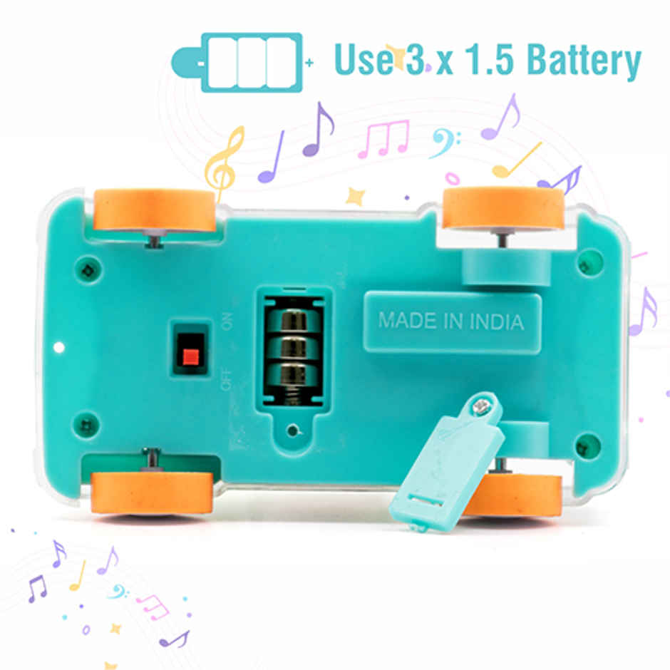 Aditi Toys Transparent Gear Mini School Bus with Tinkling Sound and Light for Kid 3 Years-Light Blue