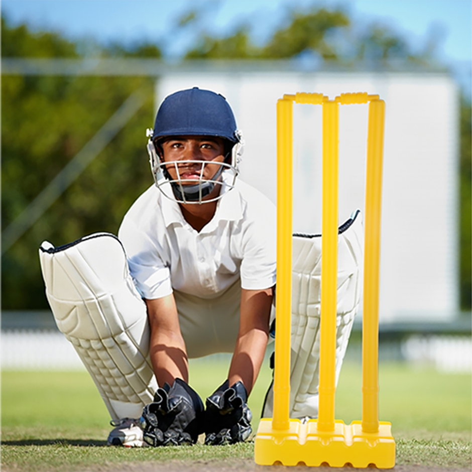 Aditi Toys Big Cricket Stumps Kit - 3 Stumps, 2 Bails & Stand for Kids, Indoor & Outdoor, Above 5Y+