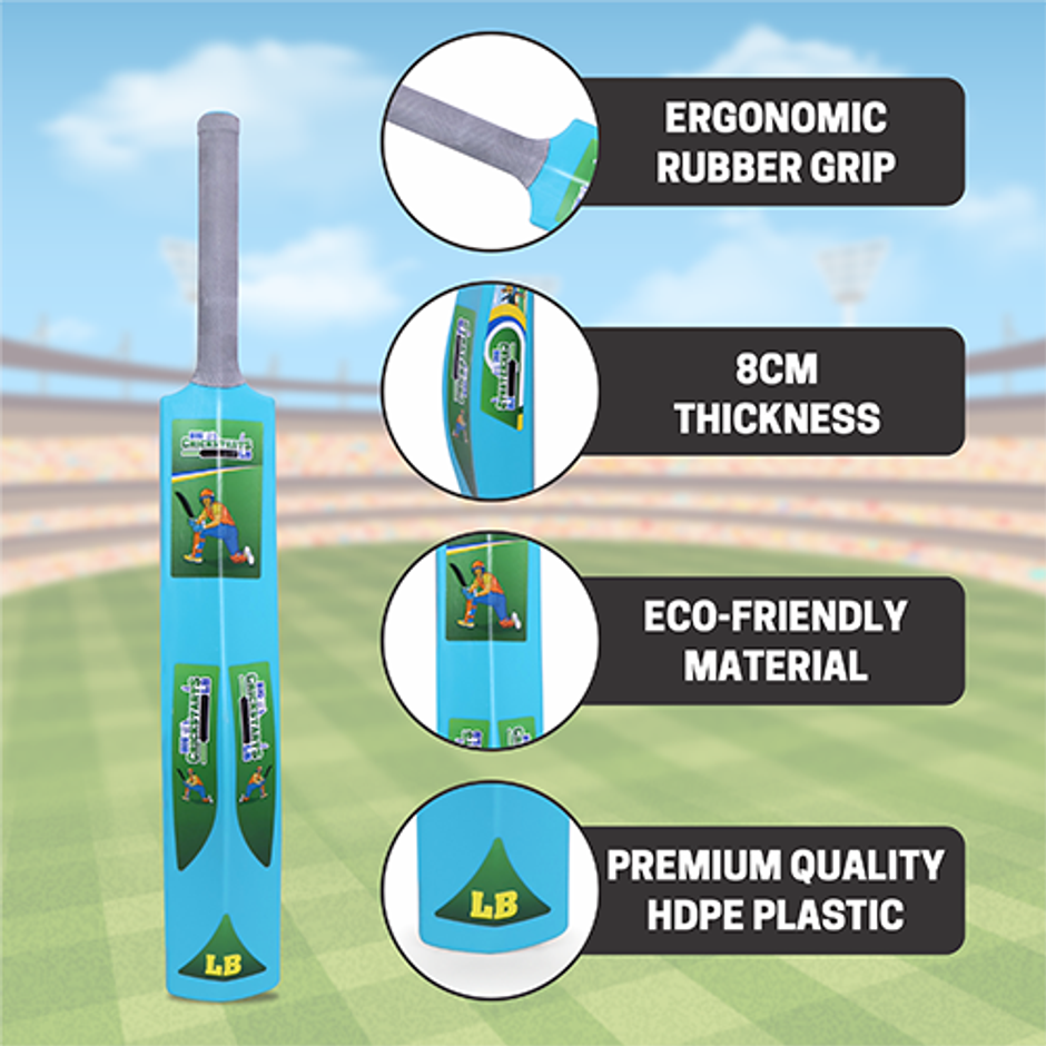 Aditi Toys Big Turf Cricket Bat, for Kids & Adults 15+ | Indoor/Outdoor | Blue - 34.5 in