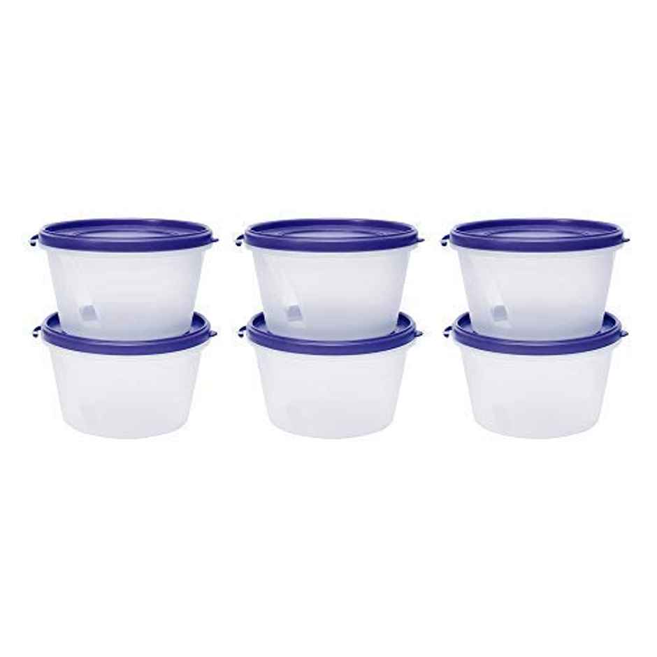 Cutting EDGE 750ml Plastic Round Storage Box Containers with Blue Lid|Set of 6 Nesterware|Food Safe