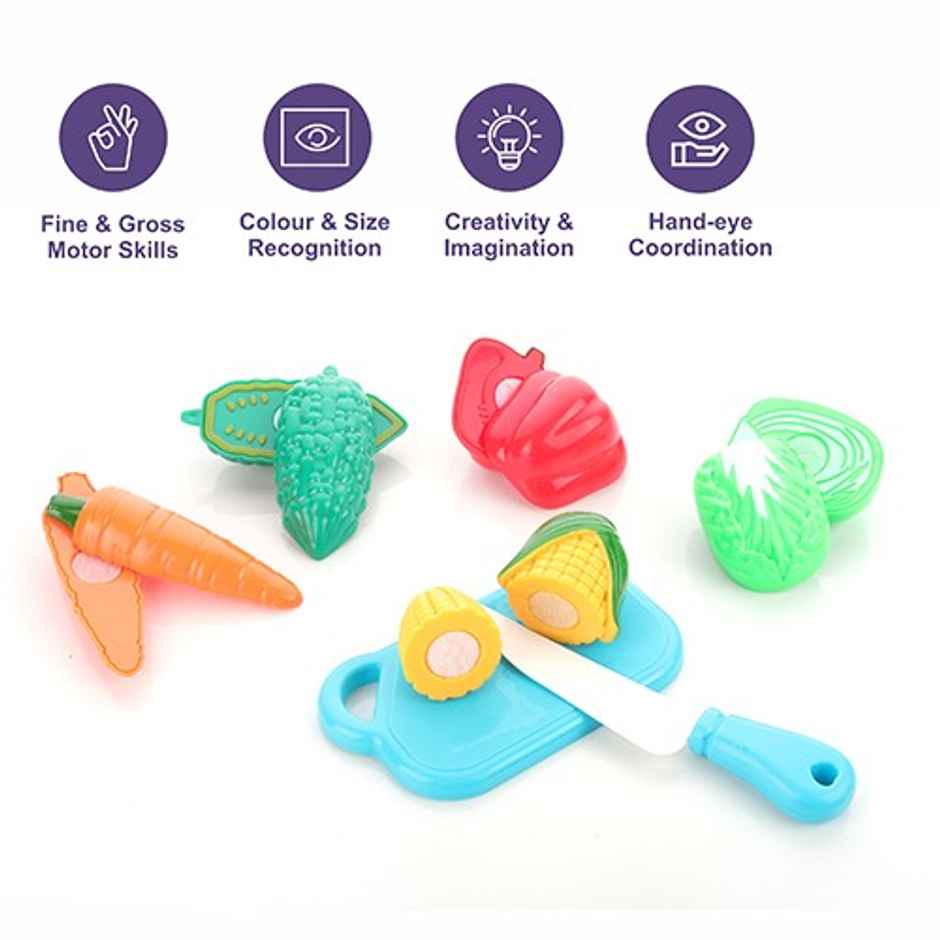 Aditi Toys Plastic Vegetable Cutting Set - Includes Knife & Cutting Board for Kids Pretend Play
