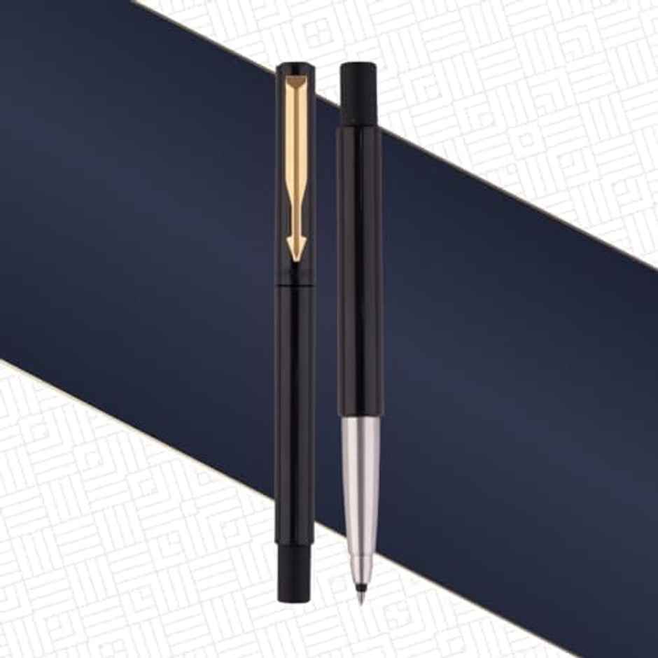 Parker Vector Standard Gold Trim Roller Ball Pen | Blue Ink | Writing Companion