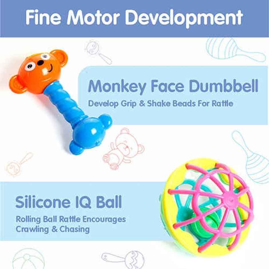 Aditi Toys 8-Piece Baby Rattle Set -Safe, Colorful, 100% BPA Free, Non-Toxic, Infant Grab, Age 0-6M