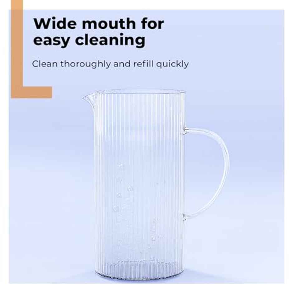 Lifelong Glass Jug | 1.4 L | Bamboo Lid | For Water, Milk, Juice & Lassi
