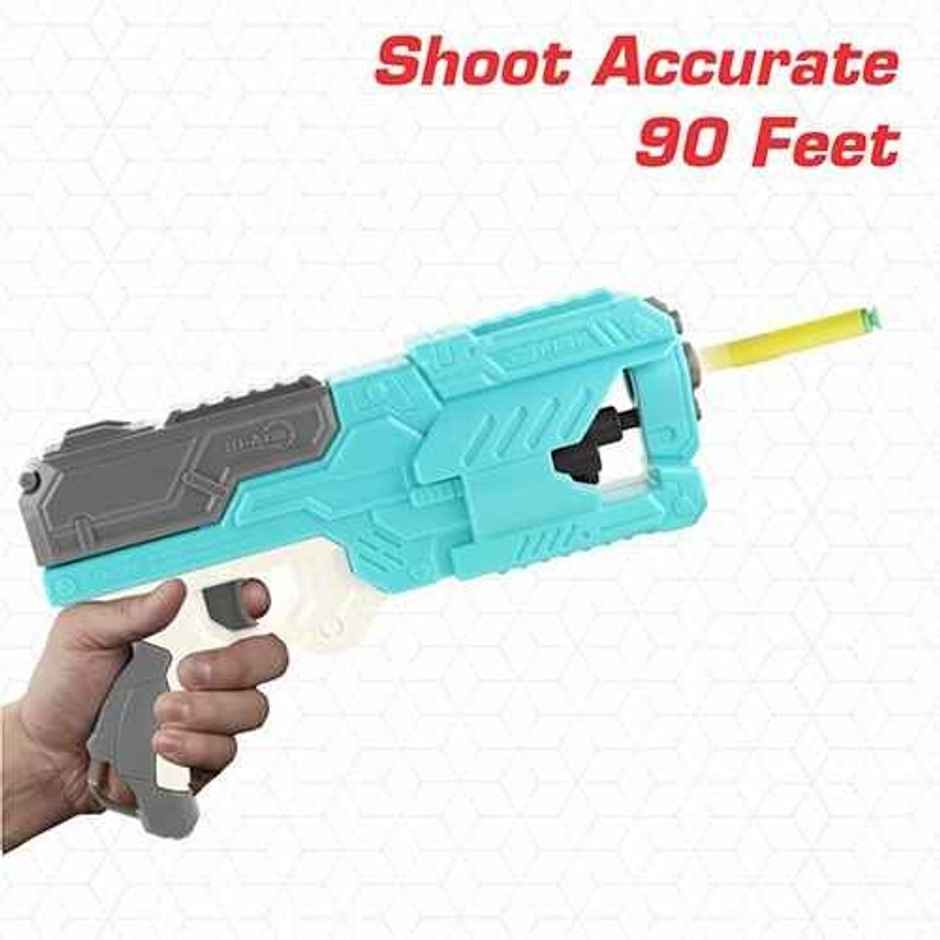Aditi Toys Six Fire Dart Gun with 6|Dart Drum & 10 Soft Bullet | Arm Toy Gun | 6+ | LightBlue