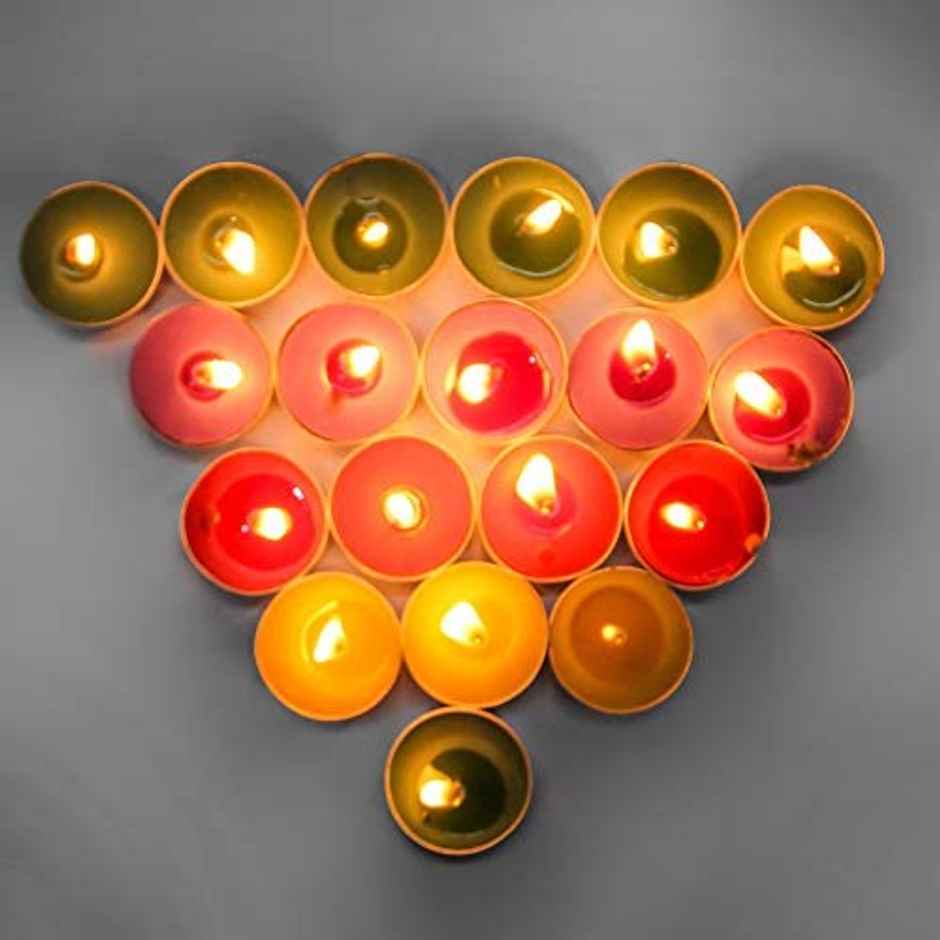 Smokeless Wax Tealight Candles | Set Of 30 | For Decorations | Multi Colour | Asian Aura