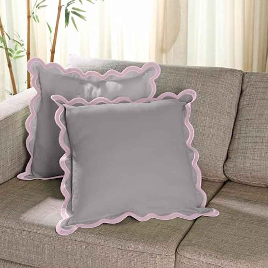 Folkulture Cotton Cushion Covers, Set of 2, 18 x 18 inch, Lilac Mist