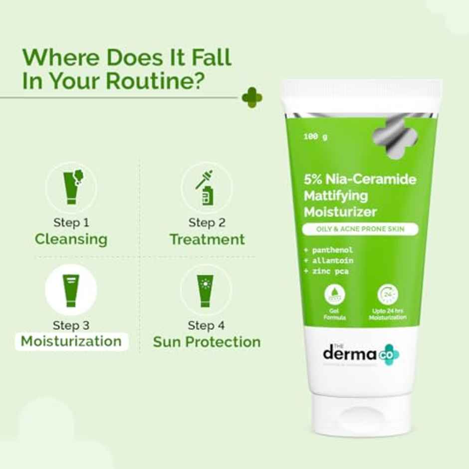 The Derma Co 5% Nia-Ceramide Mattifying Moisturizer | For Oily to Acne Prone Skin