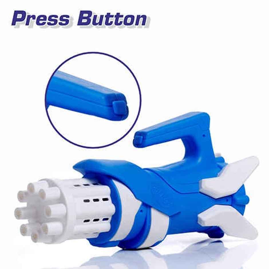 Aditi Toys 8-Hole Gatling Bubble Gun with Solution - Safe for Kids, Indoor/Outdoor 3+ |Dark Blue