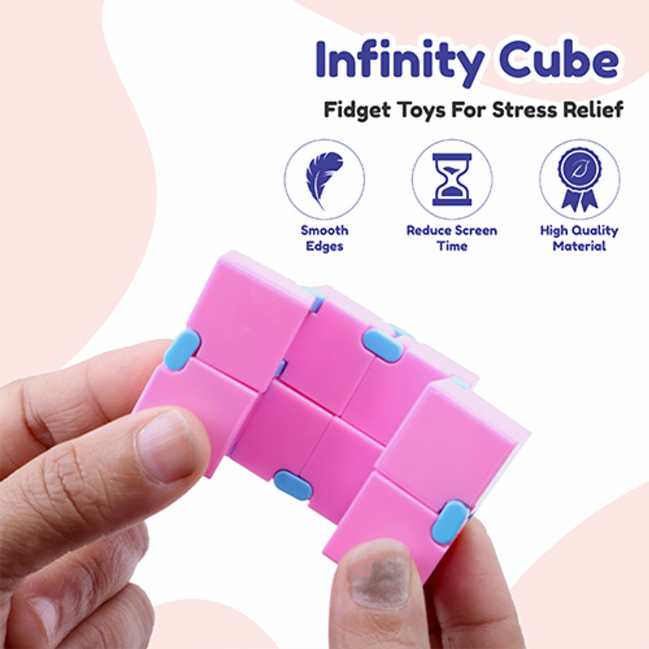 Aditi Toys Fidget Cube for Anxiety Relief-Durable & Safe, ABS Plastic Safe Material Age 3+ | Pink
