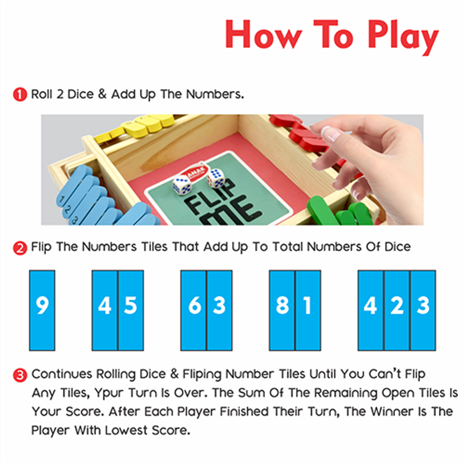 Aditi Toys Tabletop Shut The Box - Fun Wooden Dice Game for Kids 5+ to Improve Math & Motor Skills