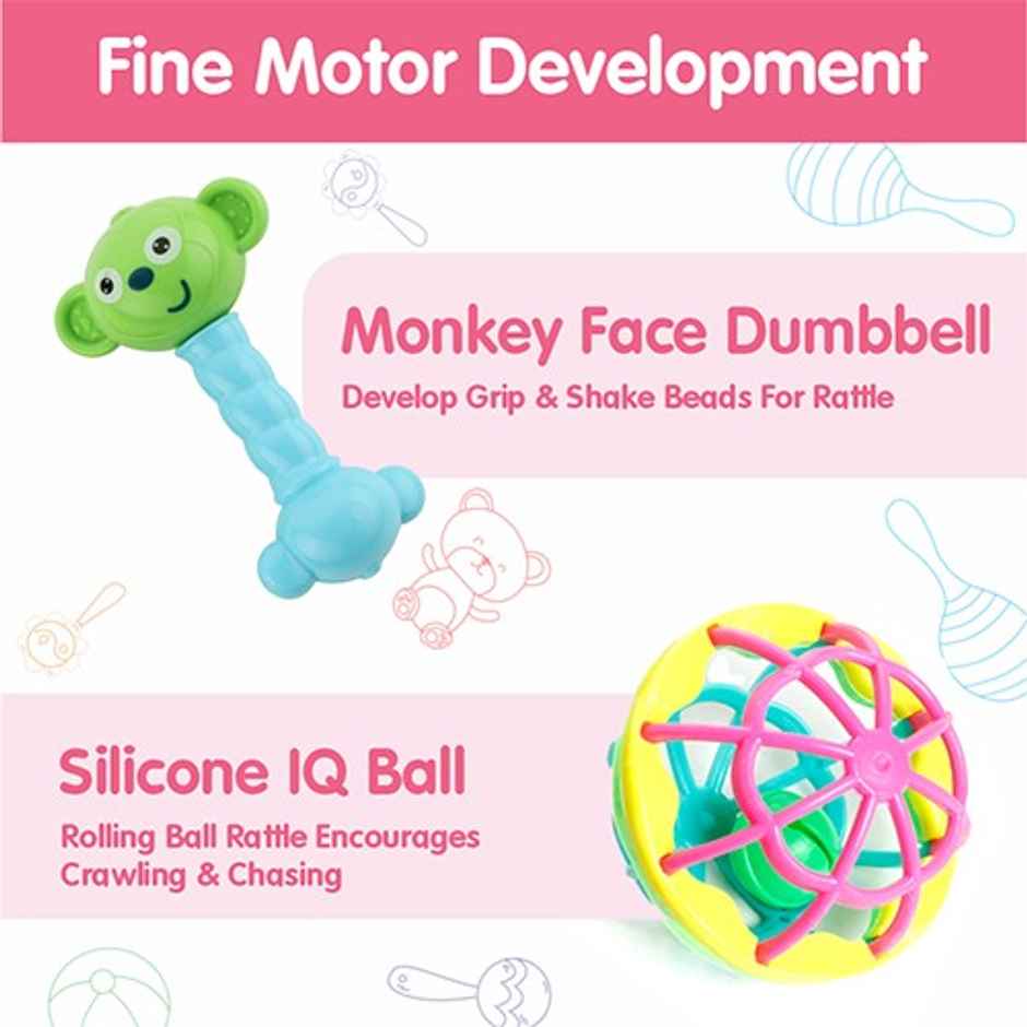 Aditi Toys 8-Piece Baby Rattle Set - Safe, Colourful, 100% BPA Free, Non-Toxic, Infant Grab, Age 0 -6M
