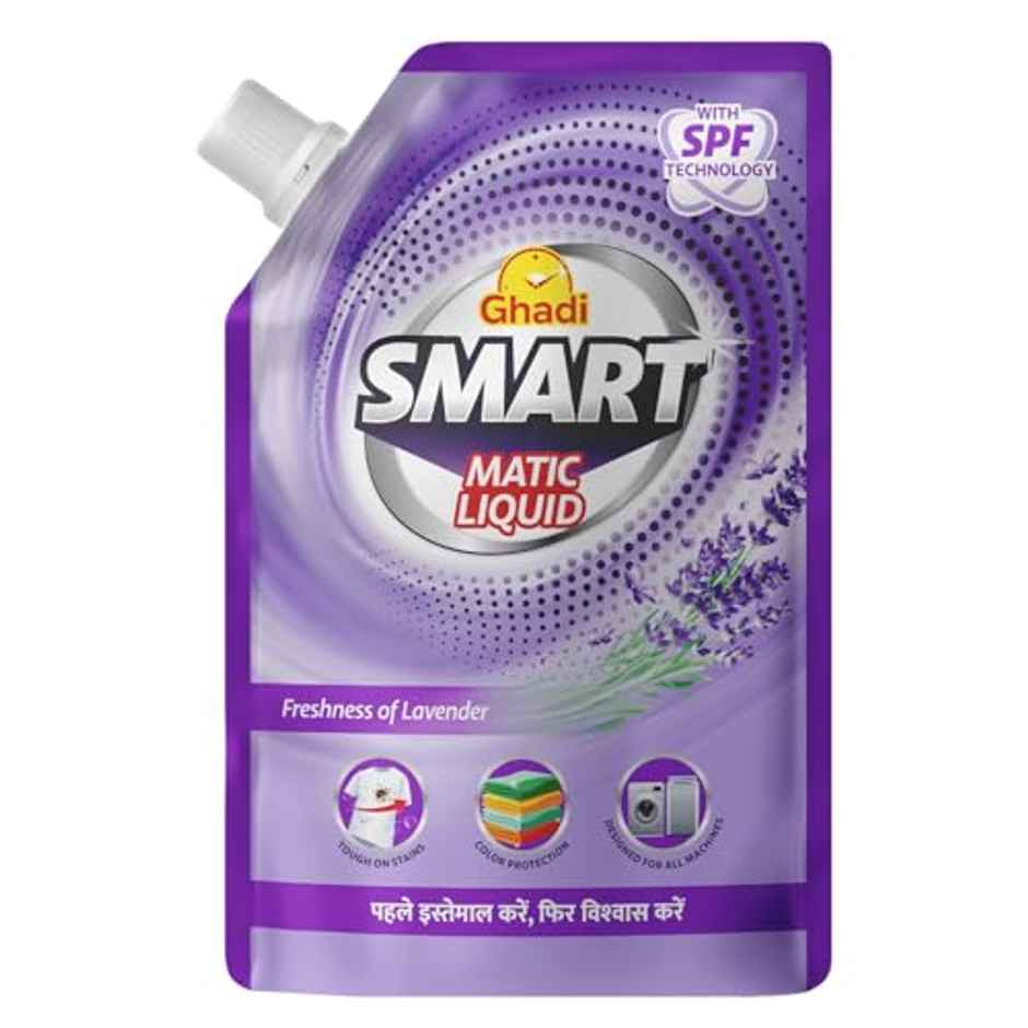 Ghadi Smart Matic Liquid Detergent Lavender Fragrance (900ml) & Ghadi Smart Matic Liquid Detergent Lavender Fragrance (2L) Combo
