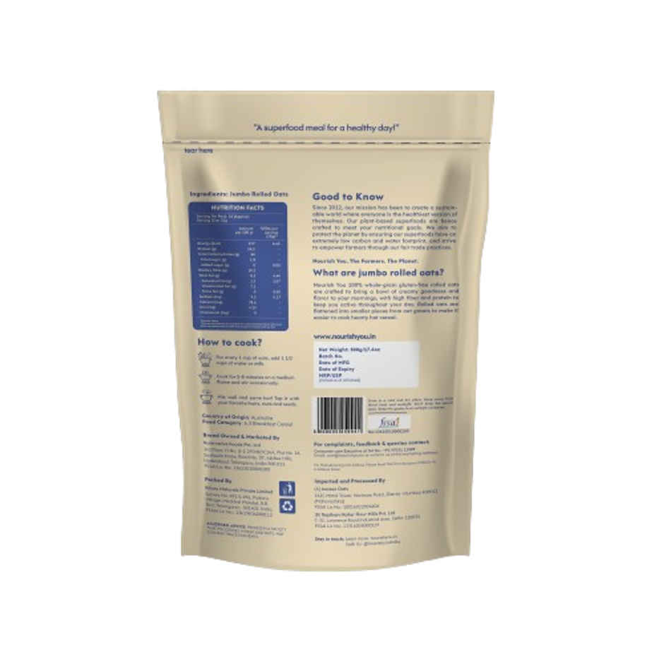 Nourish You Jumbo Rolled Oats - Gluten free , Breakfast Cereal