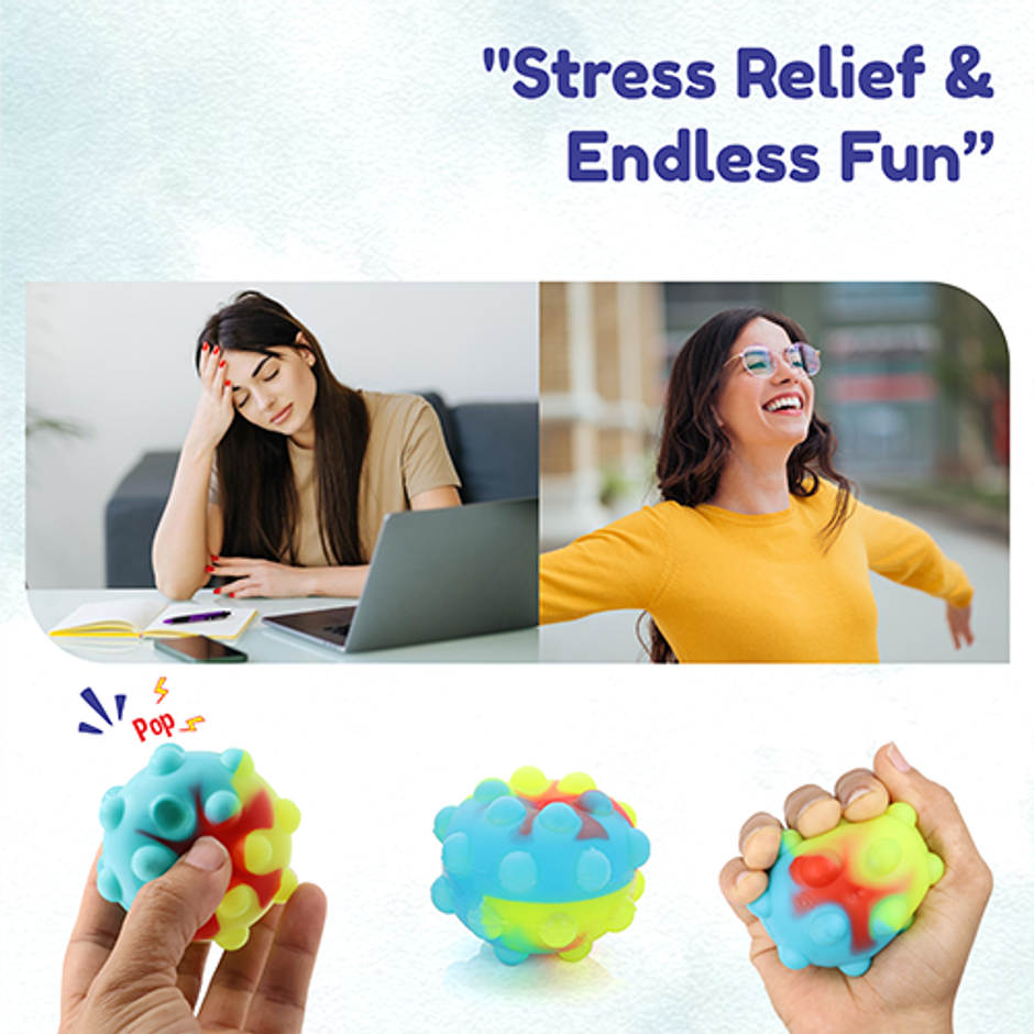 Aditi Toys Pop It Ball with LED - Light-Up Bubble Fidget Ball Toy for Kids' Sensory Fun