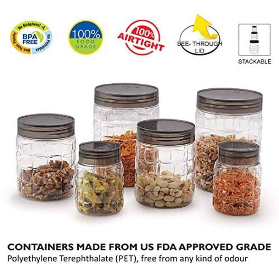 Cello Checkers Pet Plastic Airtight Canister Set of 18 | Food Grade, BPA free (Set of 300+650+1200)x6