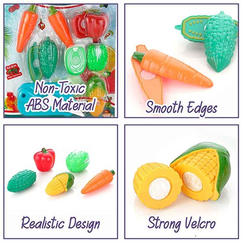 Aditi Toys Plastic Vegetable Cutting Set - Includes Knife & Cutting Board for Kids Pretend Play