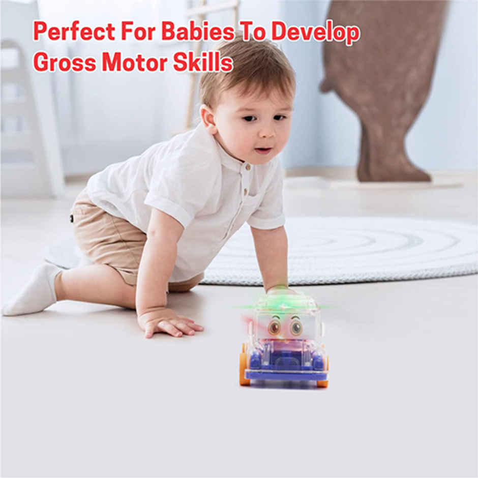 Aditi Toys Transparent Gear Mini School Bus with Tinkling Sound and Light for Kids 3 Years-Dark Blue