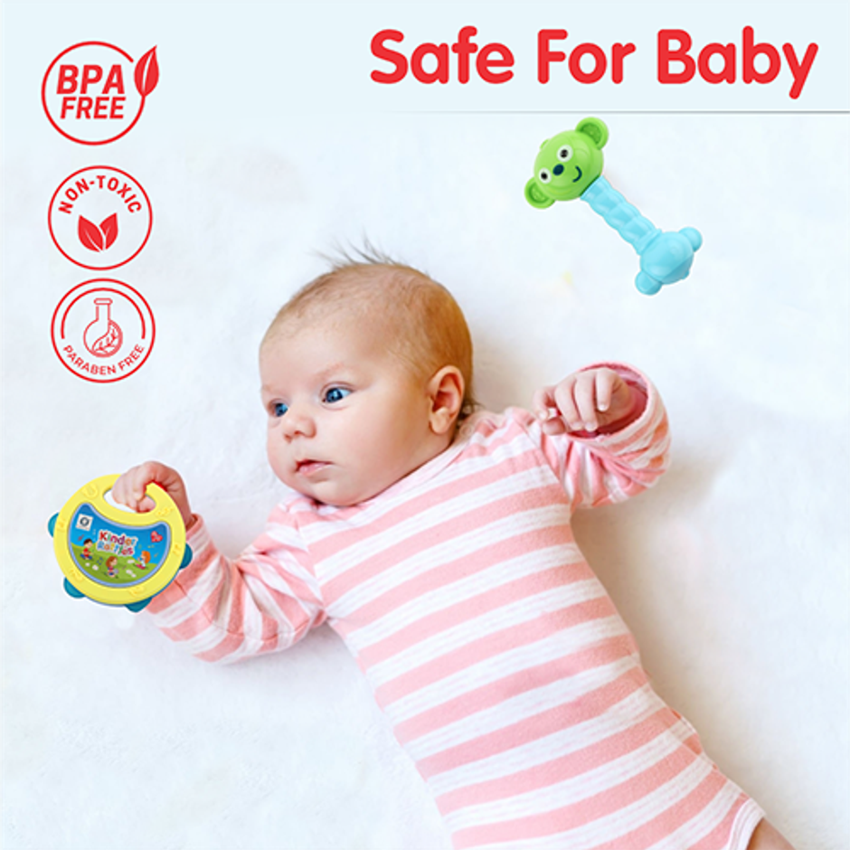 Aditi Toys 2-Piece Baby Rattle Set - Safe, Colourful, 100% BPA Free, Non-Toxic, Infant Grab, Age 0 -6M